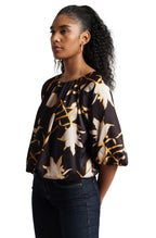 Zaccai Women's Black Satin Abstract Top
