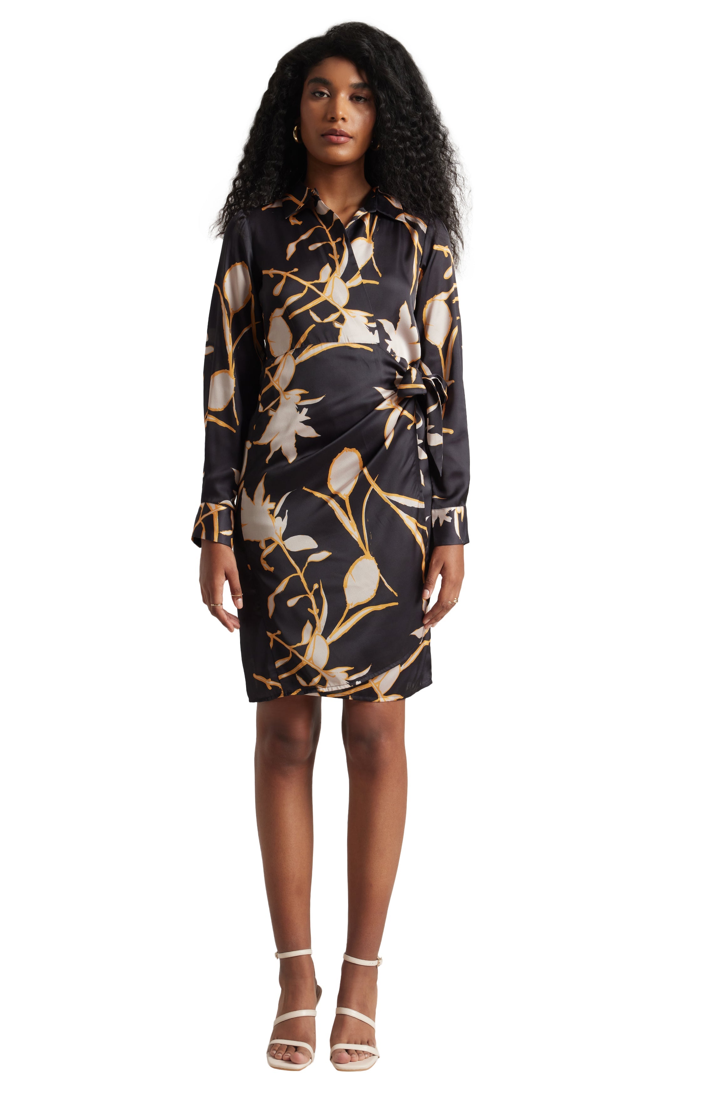 Zaccai Women's Black Satin Abstract Dress - Distacart