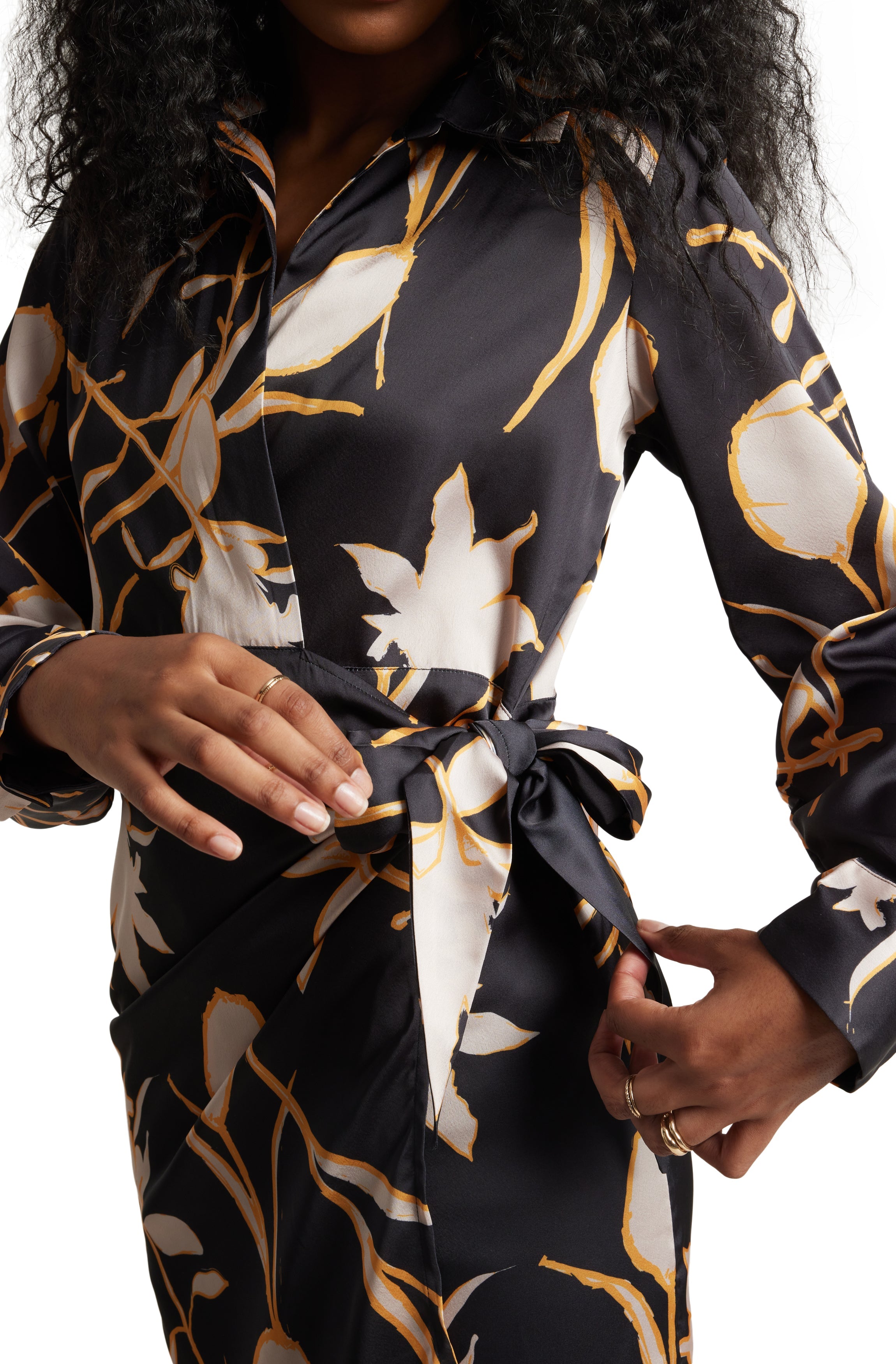 Zaccai Women's Black Satin Abstract Dress - Distacart
