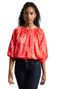 Zaccai Women's Coral Satin Abstract Top