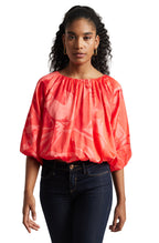 Zaccai Women's Coral Satin Abstract Top