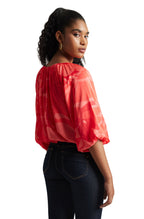 Zaccai Women's Coral Satin Abstract Top
