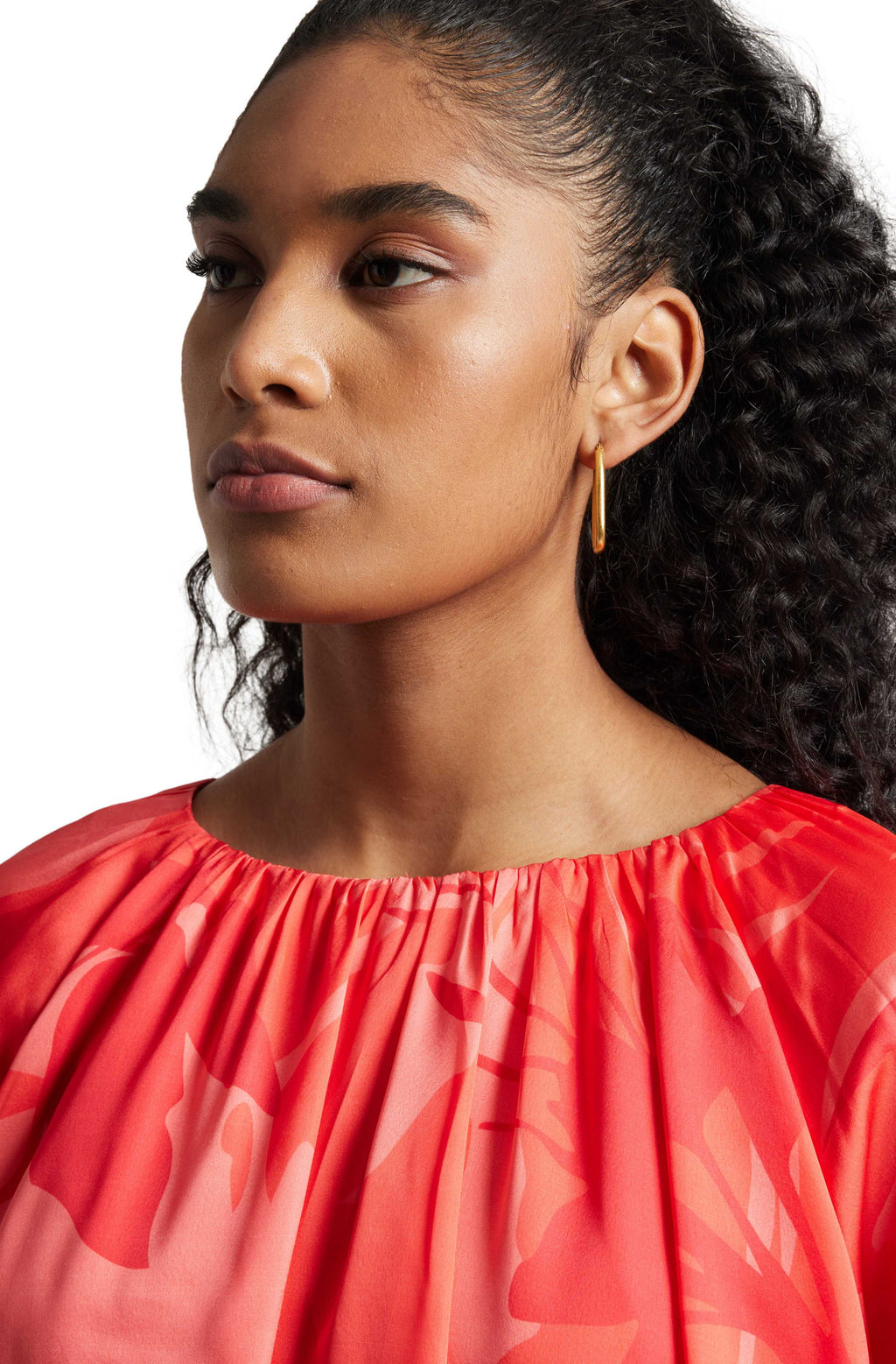 Zaccai Women's Coral Satin Abstract Top