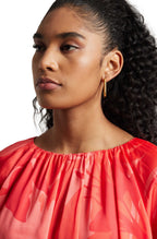 Zaccai Women's Coral Satin Abstract Top