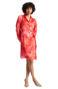 Zaccai Women's Coral Satin Abstract Dress - Distacart