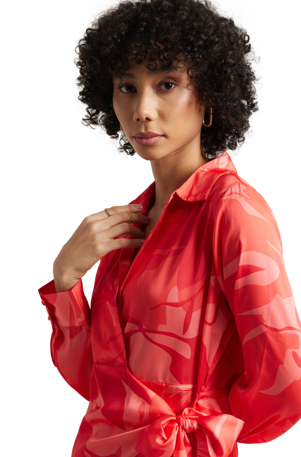 Zaccai Women's Coral Satin Abstract Dress - Distacart