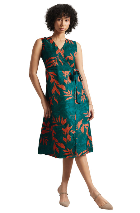 Zaccai Women's Teal Green Organza Floral Dress