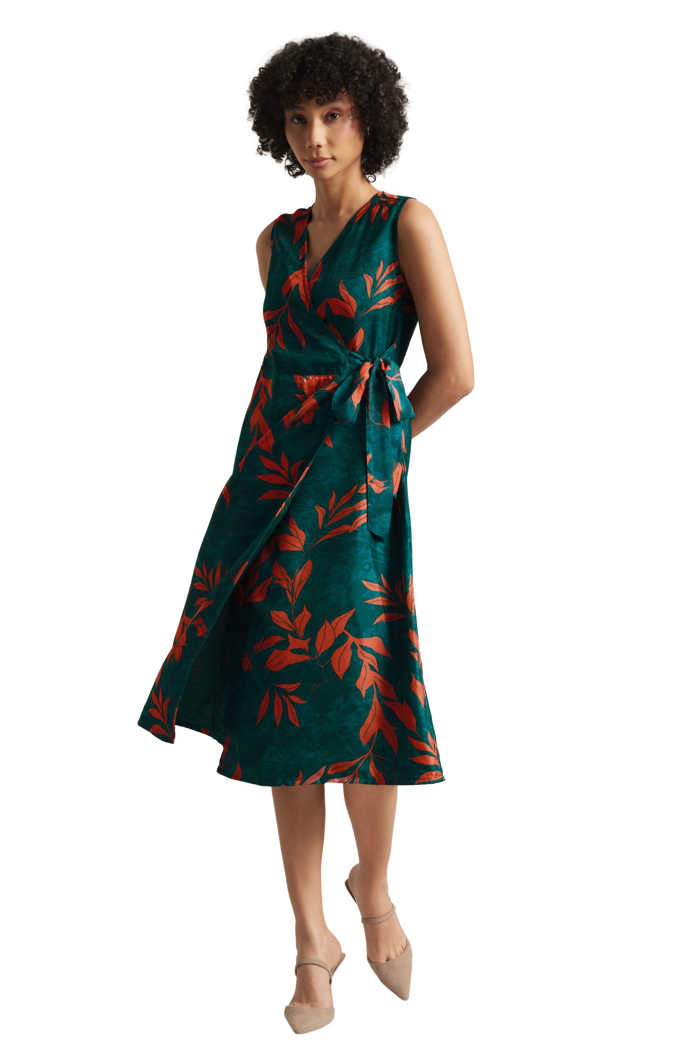 Zaccai Women's Teal Green Organza Floral Dress - Distacart