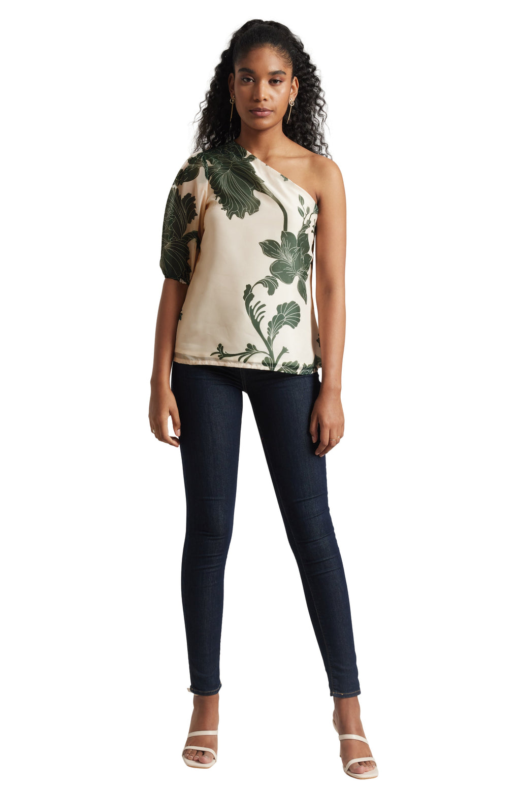 Zaccai Women's Cream Organza Floral Top