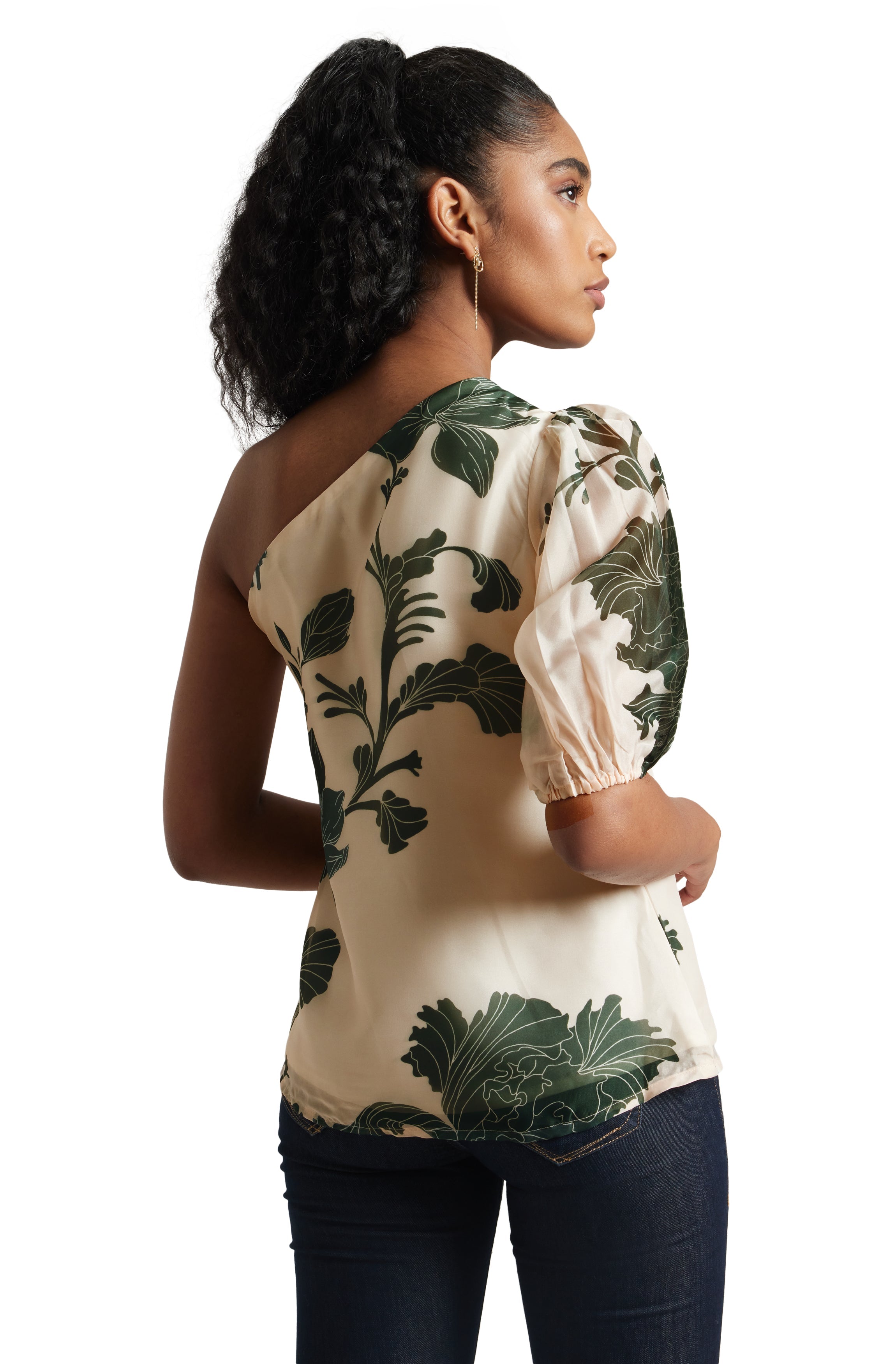 Zaccai Women's Cream Organza Floral Top