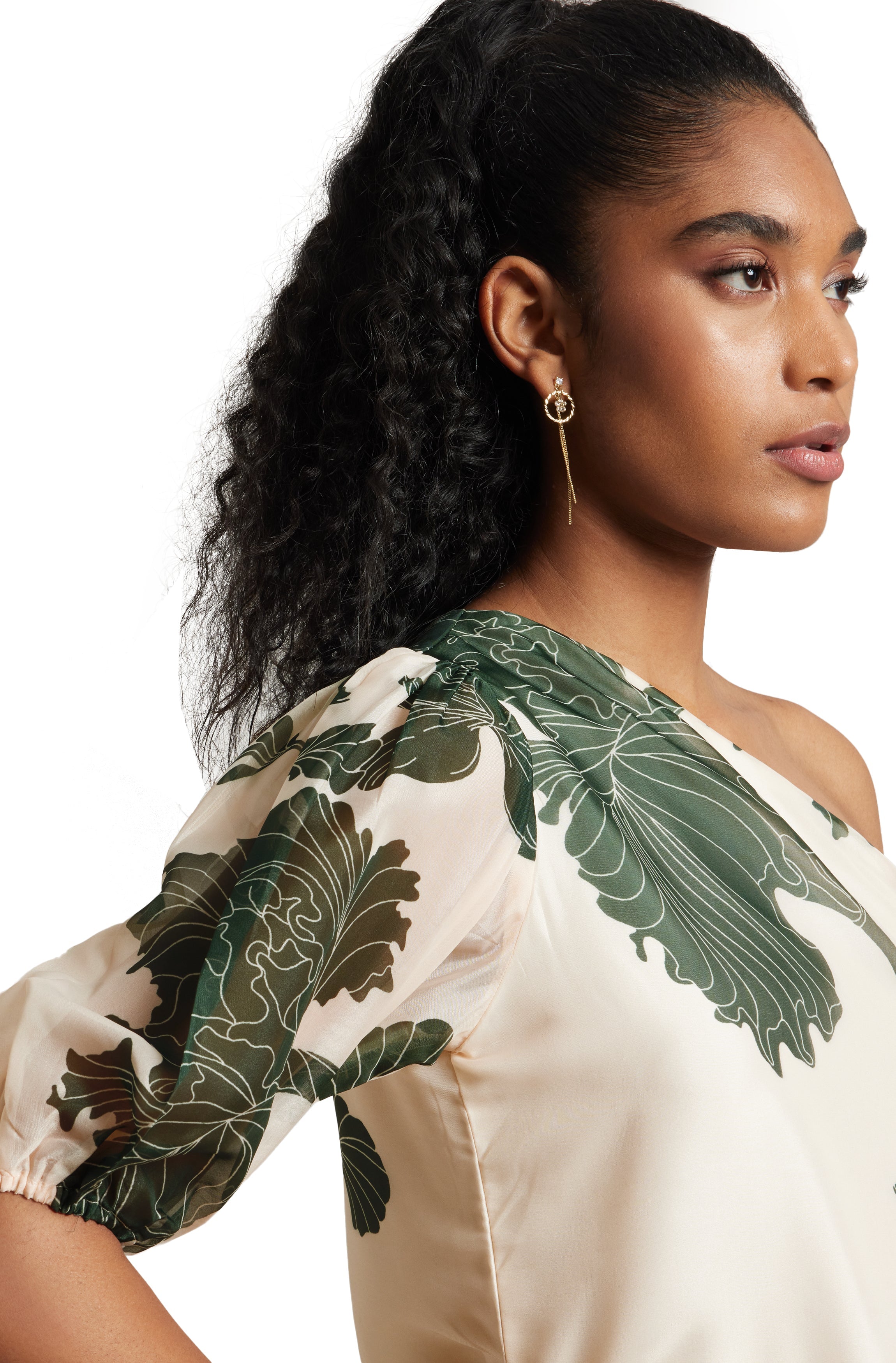 Zaccai Women's Cream Organza Floral Top