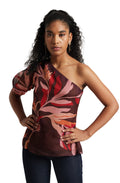 Zaccai Women's Wine Organza Floral Top