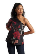 Zaccai Women's Black Organza Floral Top