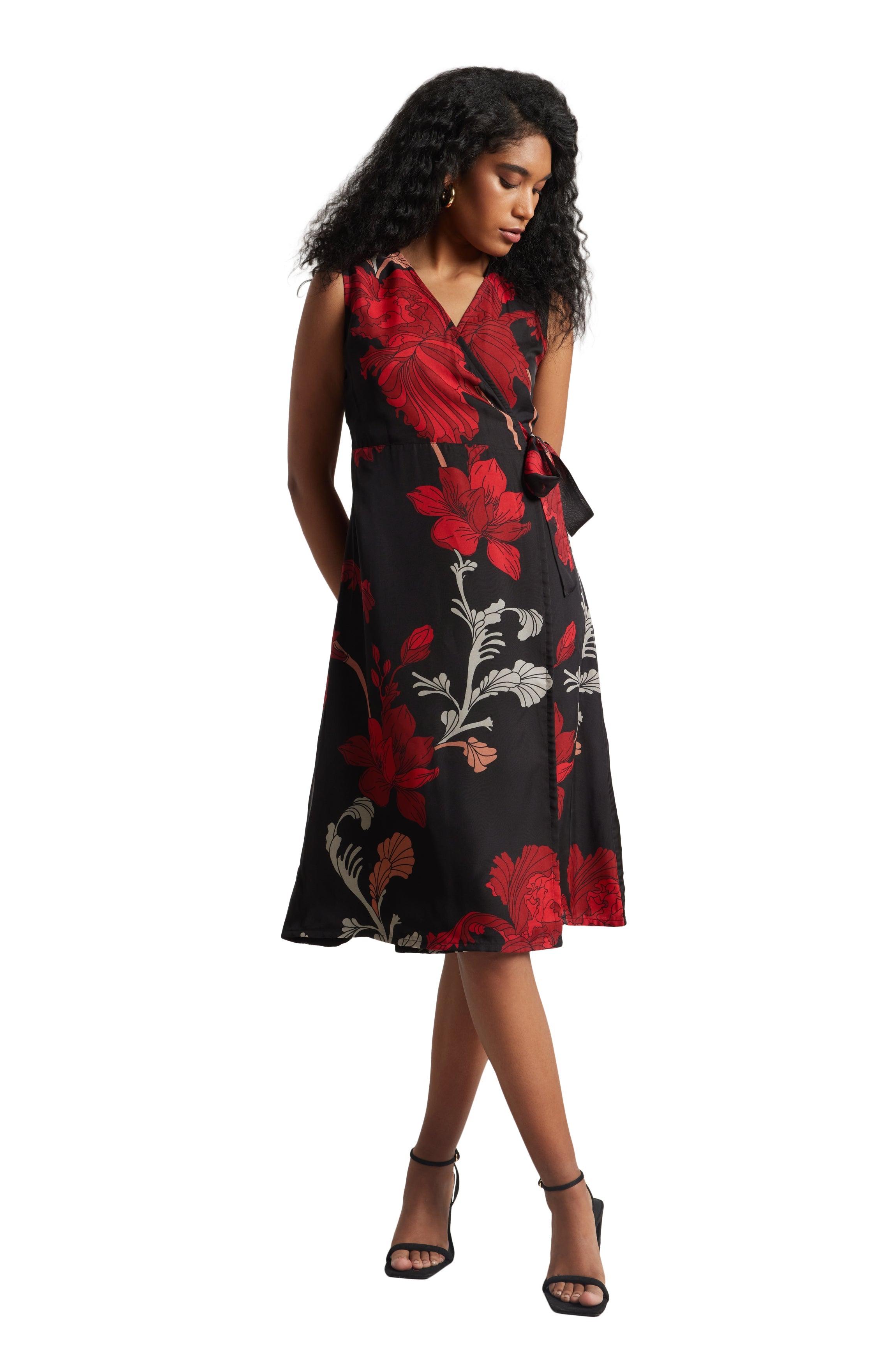 Zaccai Women's Black Organza Floral Dress - Distacart