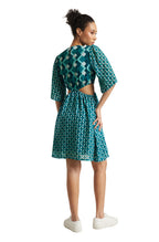 Zaccai Women's Teal Georgette Geometric Dress - Distacart