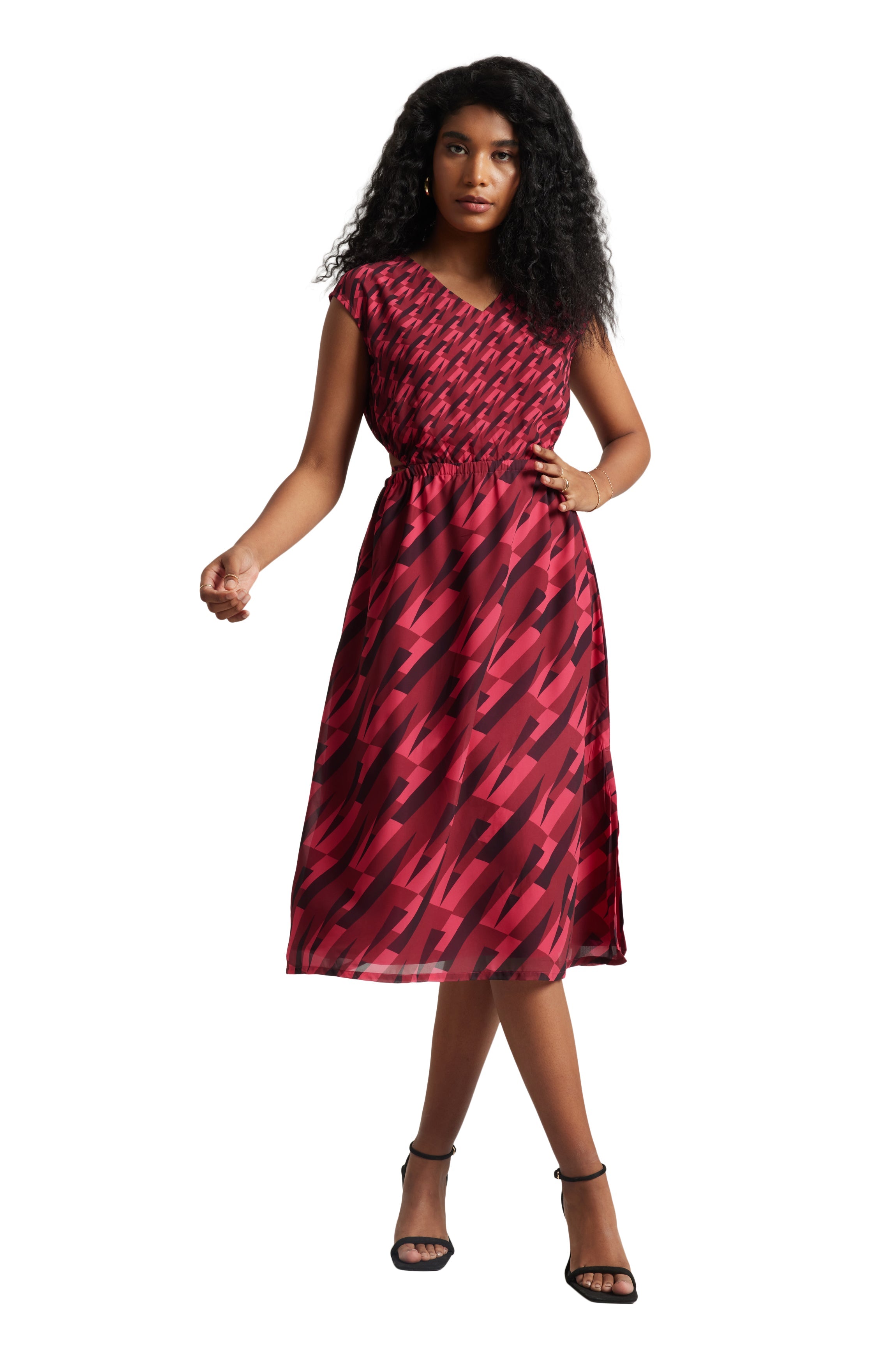 Zaccai Women's Pink Georgette Geometric Dress - Distacart