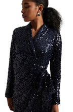 Zaccai Women's Navy Blue Poly Elastane Sequined Dress - Distacart