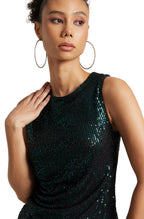 Zaccai Women's Black Poly Elastane Sequined Top