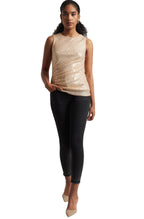 Zaccai Women's Champagne Poly Elastane Sequined Top