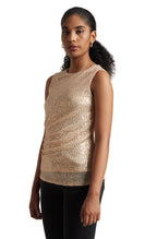 Zaccai Women's Champagne Poly Elastane Sequined Top