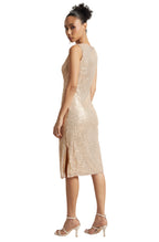 Zaccai Women's Champagne Poly Elastane Sequined Dress - Distacart