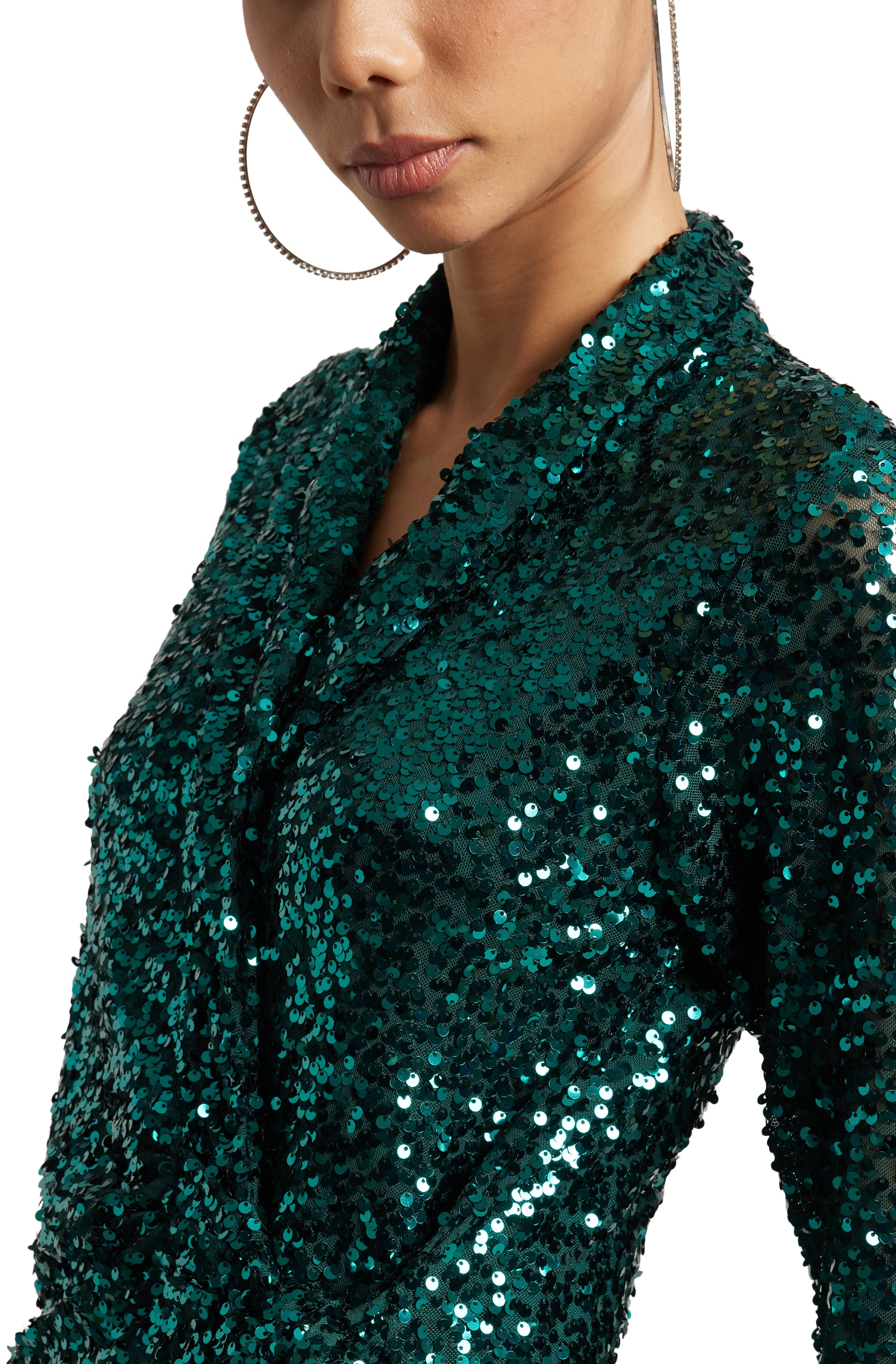 Zaccai Women's Green Poly Elastane Sequined Dress - Distacart