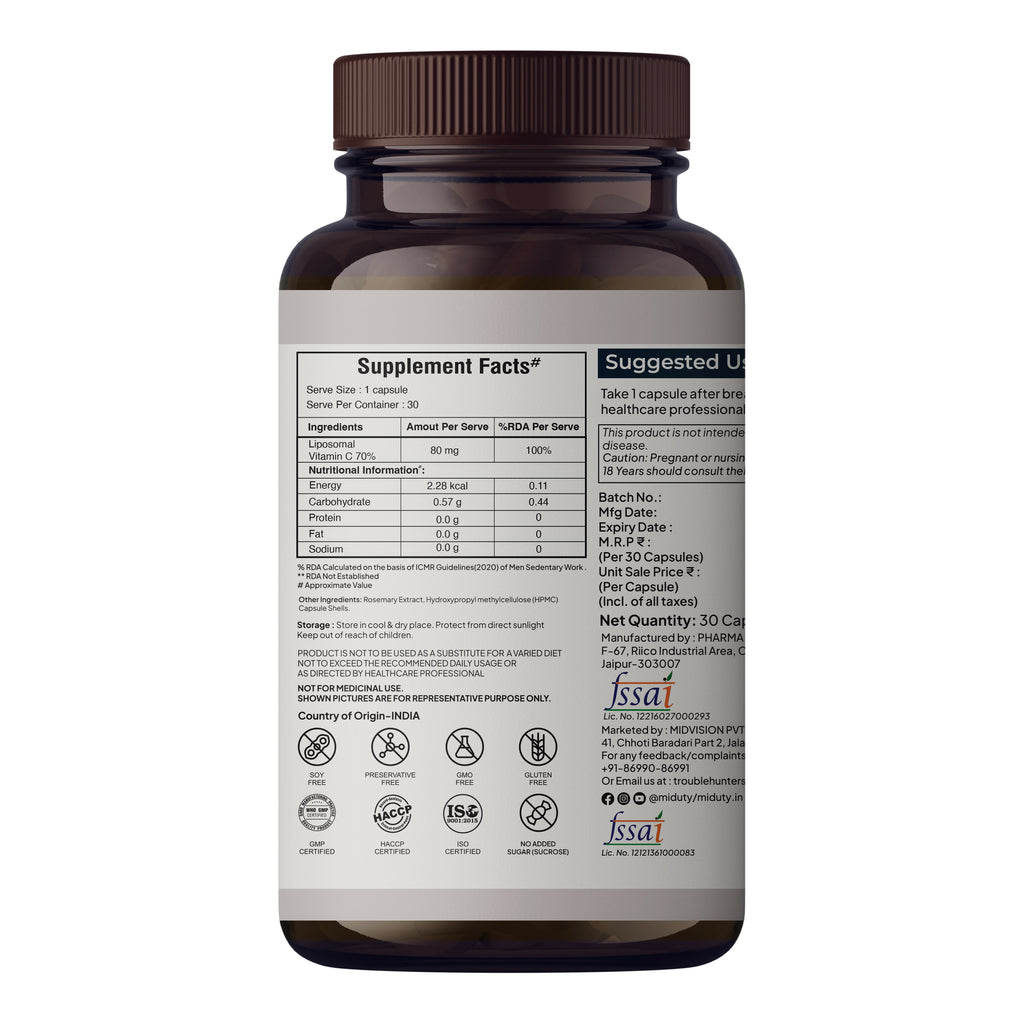 Miduty Liposomal Vitamin C - Immunity Booster Capsules