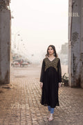Zibaa Black Georgette Nyra Cut Chikankari Kurti - Distacart