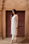 Zibaa Ivory Muslin Chikankari Co-ord Set - Distacart