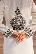 Zibaa Muslin Black & White Chikankari Co-ord Set - Distacart