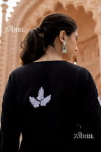Zibaa Modal White & Black Chikankari Kurti - Distacart
