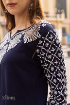 Zibaa Rayon Chikankari Kurti with Jaal work - Distacart