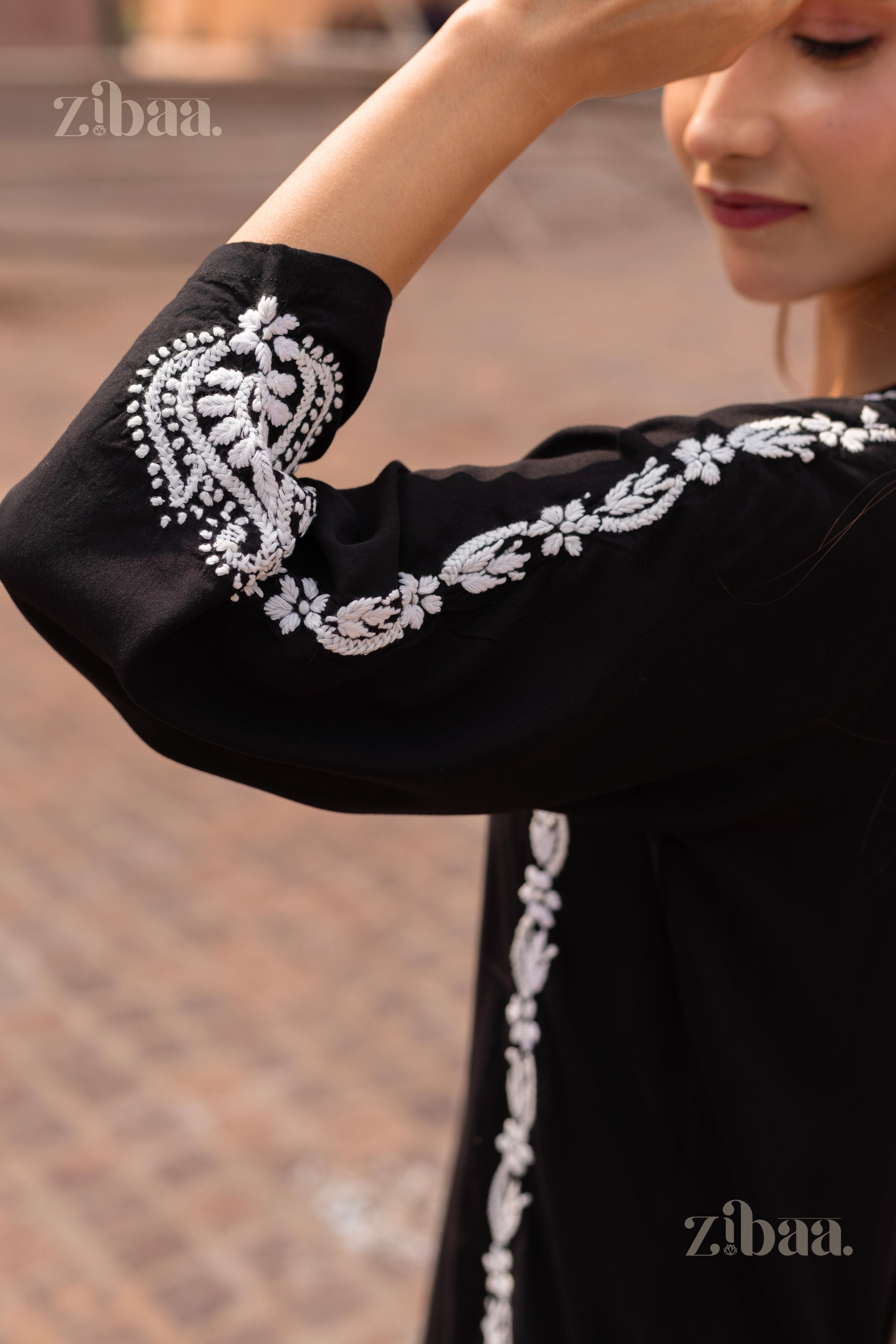 Zibaa Modal Black Chikankari Kurti - Distacart