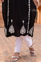 Zibaa Modal Black Chikankari Kurti - Distacart