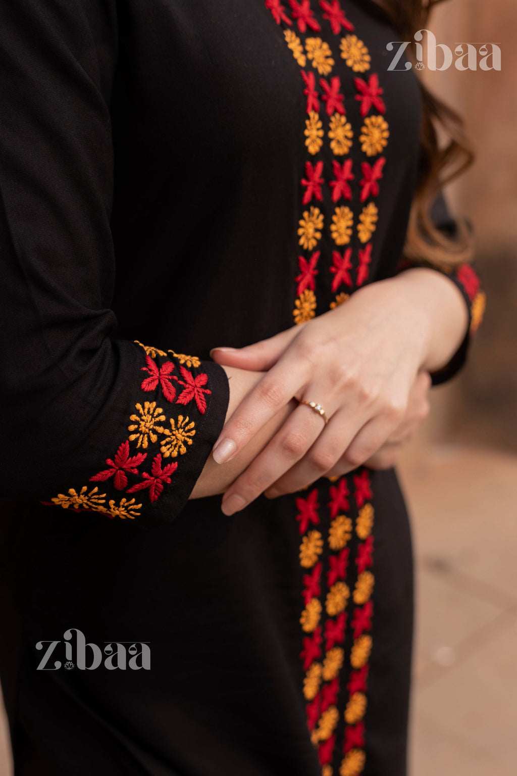 Zibaa Luxury Rayon Black Chikankari Kurta Set - Distacart