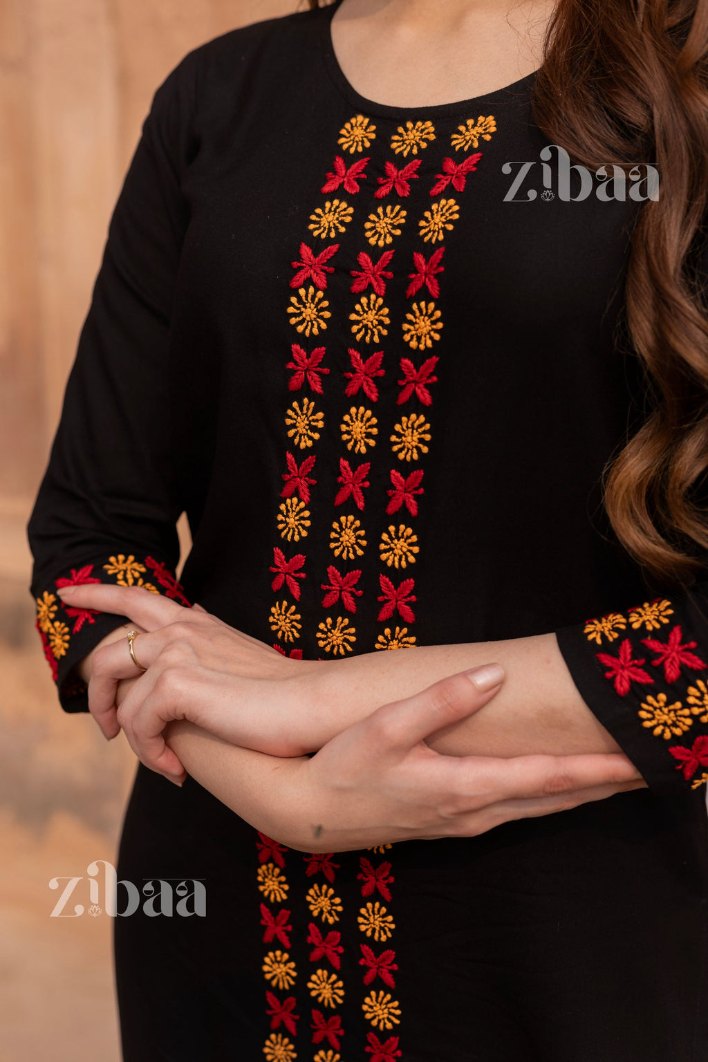 Zibaa Luxury Rayon Black Chikankari Kurta Set - Distacart