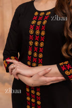 Zibaa Luxury Rayon Black Chikankari Kurta Set - Distacart