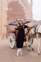 Zibaa Luxury Rayon Black Chikankari Kurta with Hand Jaal - Distacart