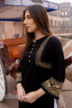 Zibaa Luxury Rayon Black Chikankari Kurta with Hand Jaal - Distacart