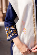 Zibaa Luxury Rayon Blue Chikankari Kurta Set with Kota Dupatta - Distacart