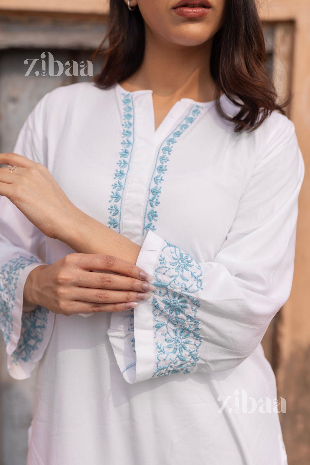 Zibaa Luxury Rayon White Chikankari Kurta Set - Distacart