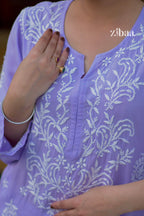 Zibaa Modal Lavender Chikankari Kurta - Distacart