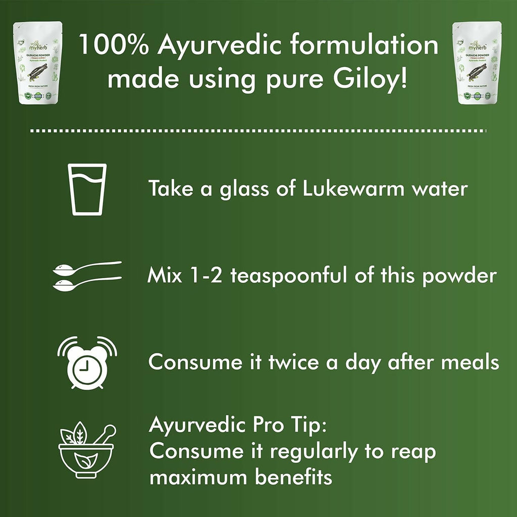 Myherb Natural Organic Guduchi Powder/Giloy Powder - Distacart