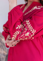 Zibaa Hot Pink Luxury Rayon Chikankari Top - Distacart