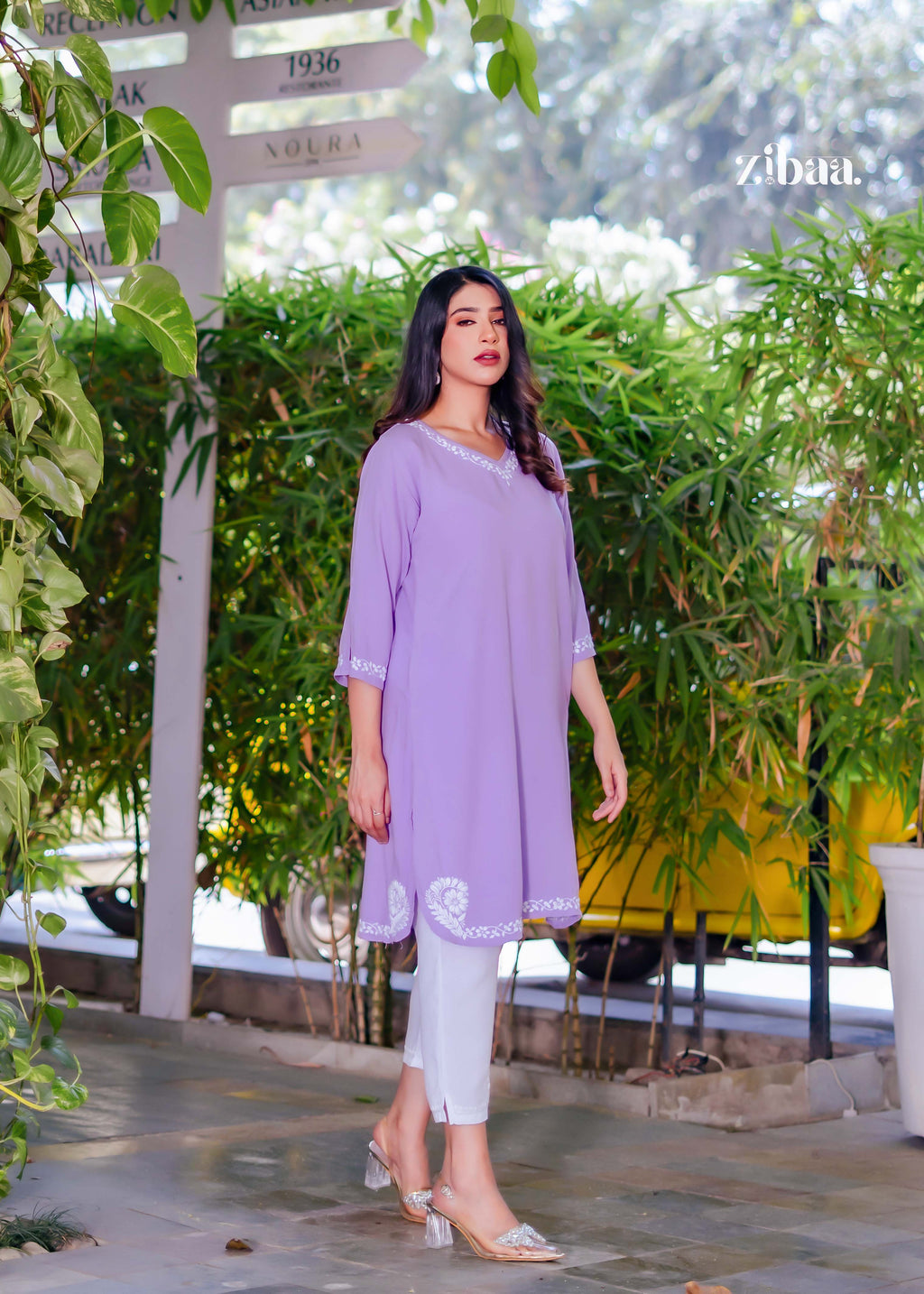 Zibaa Lavender Luxury Rayon Chikankari Kurta - Distacart