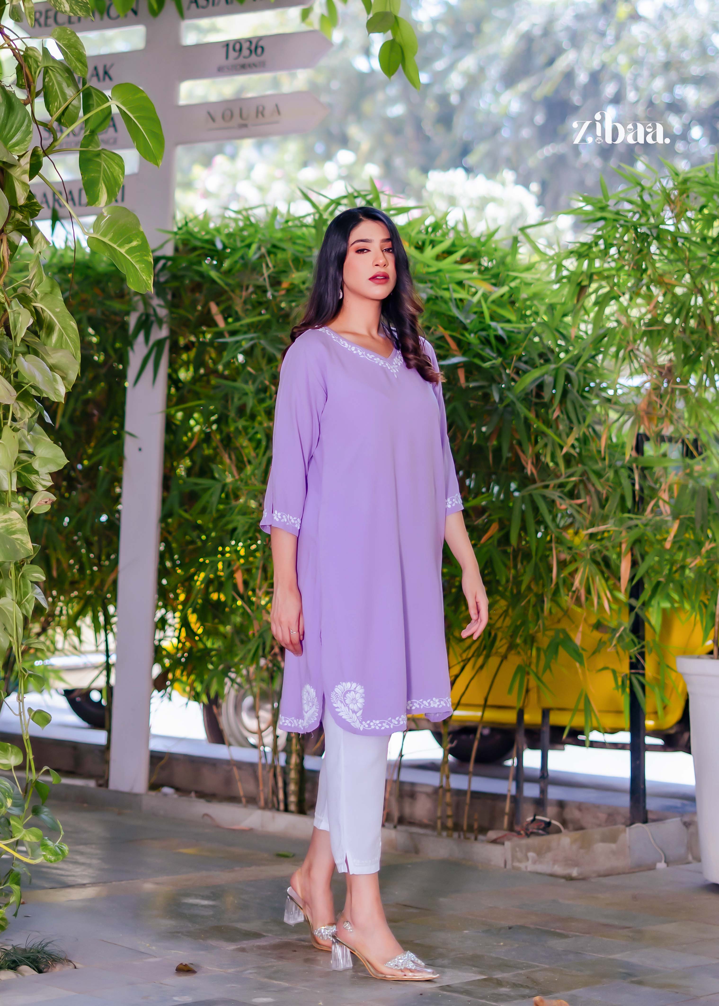 Zibaa Lavender Luxury Rayon Chikankari Kurta - Distacart