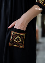Zibaa Black & Gold Rayon Chikankari Kurta - Distacart