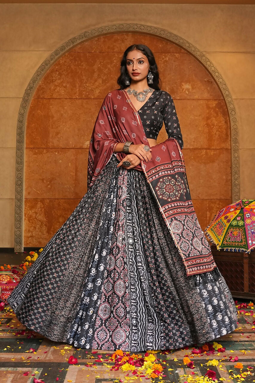 AI Fashion Black Crepe Designer Navratri Wear Lehenga Choli Collection