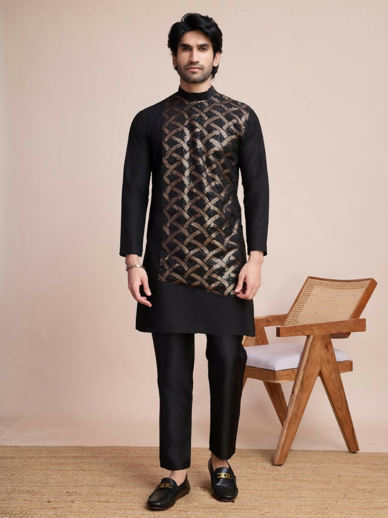 Vastranavya Traditional Festival Wear Pure Silk Thread & Sequence Embroidered Work Kurta
