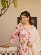 The52 White Women's Gorgeous Embroidered Chinon Fabric Straight Kurta Palazzo and Dupatta Set - Distacart